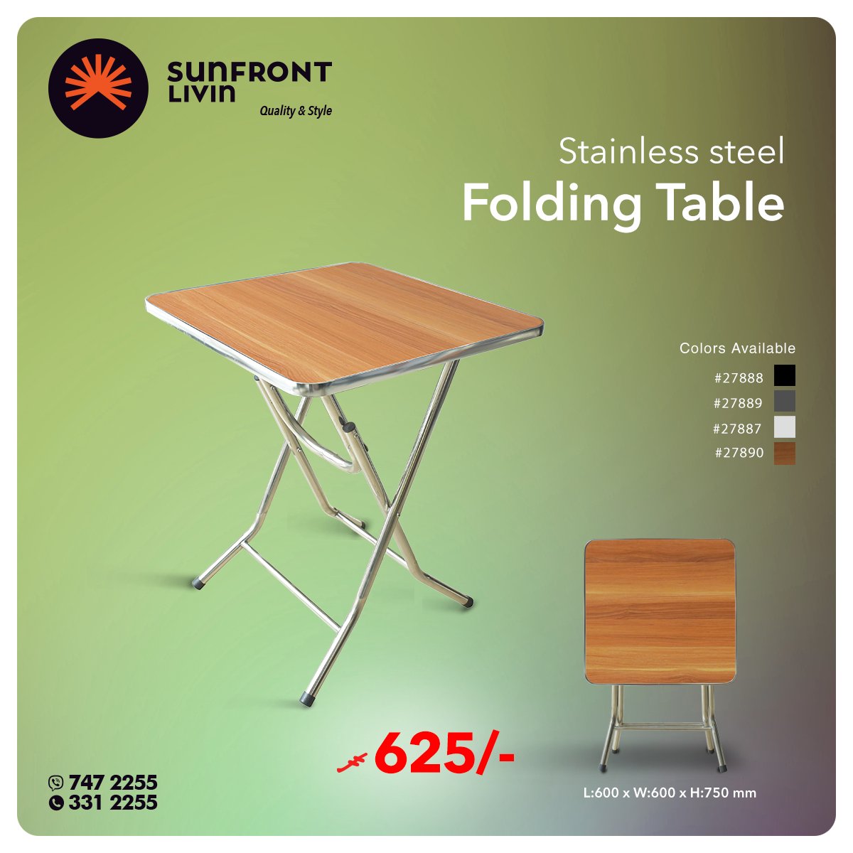 SunFront_MV's tweet image. Fold it, store it, use it anywhere

Visit SUNFRONT LIVIN
Tel: 3312255
Hotline: 7472255

#table #foldable #rectangular #circular #color #study #party #home #quality #affordable #maldives #maldivesshop #sunfrontlivin #qualityandstyle