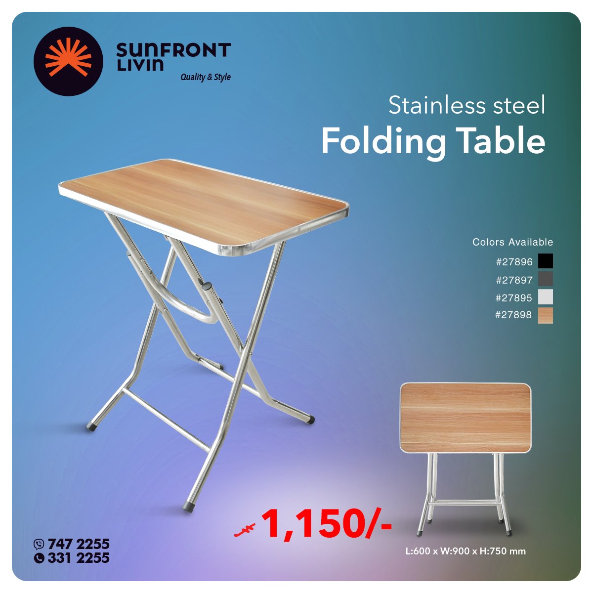 SunFront_MV's tweet image. Fold it, store it, use it anywhere

Visit SUNFRONT LIVIN
Tel: 3312255
Hotline: 7472255

#table #foldable #rectangular #circular #color #study #party #home #quality #affordable #maldives #maldivesshop #sunfrontlivin #qualityandstyle