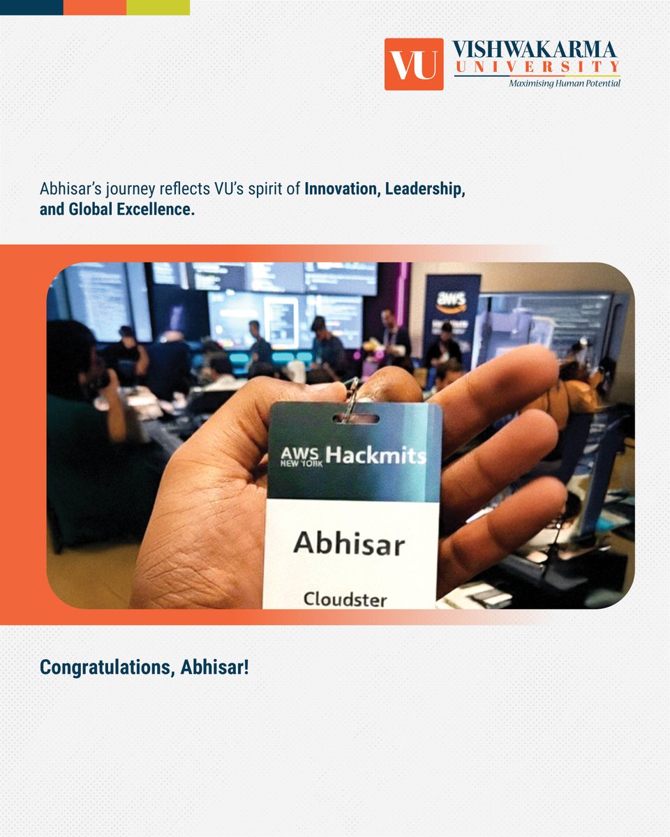 Proud moment for Vishwakarma University!🎉

Abhisar Choubey (Computer Engineering, GDG VU Lead) has been selected for the AWS Global Hackathon 2025 for his project Skrache, one of only six from India and in the Top 10 globally!🌍

Congratulations, Abhisar!👏

#ProudMoment