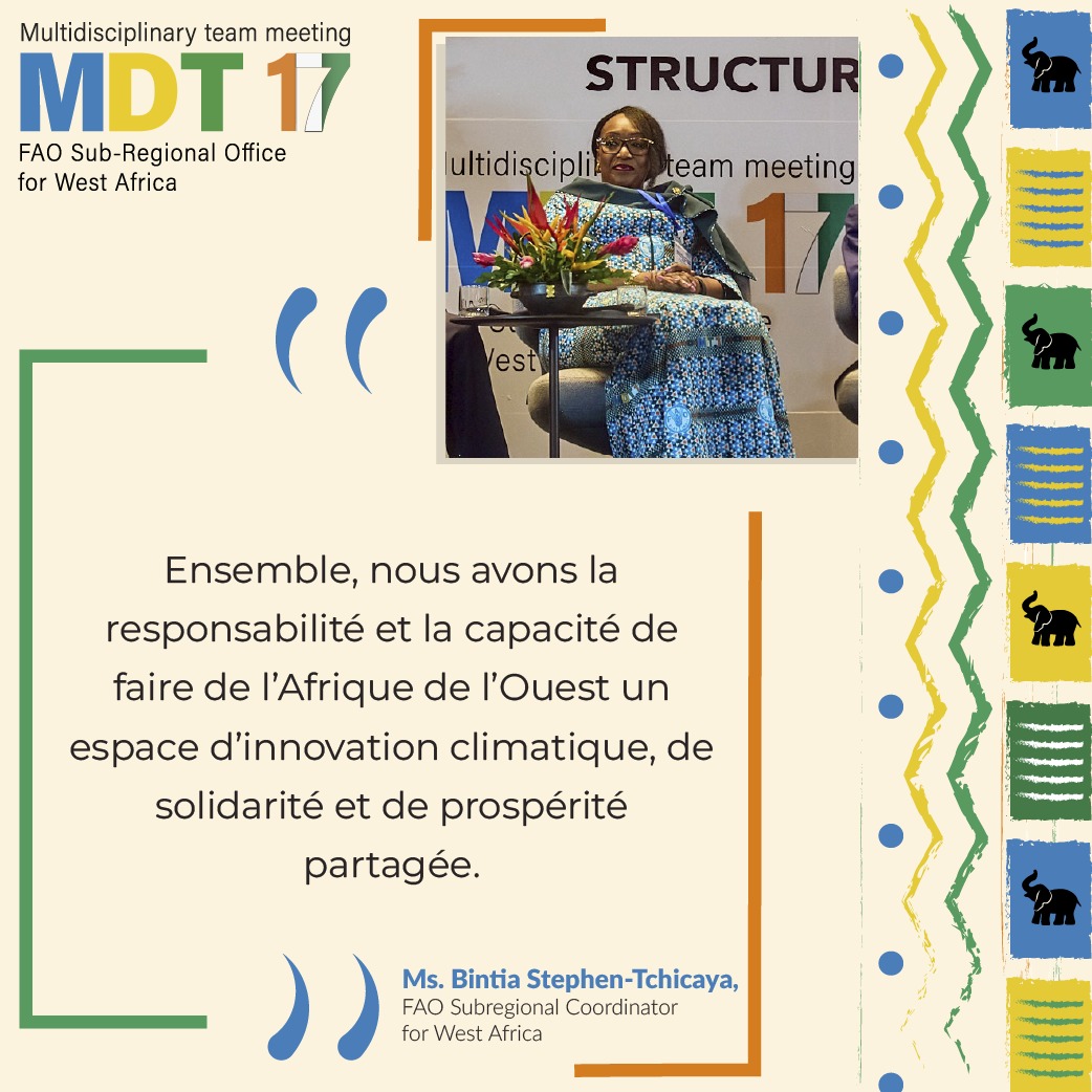 17ᵉ Réunion de l’Équipe Multidisciplinaire de la <a href="/FAOWestAfrica/">FAO West Africa</a> 
Abidjan, Côte d’Ivoire – du 18 au 21 novembre 2025.

Déclaration <a href="/BTchicaya/">Bintia Stephen Tchicaya</a>