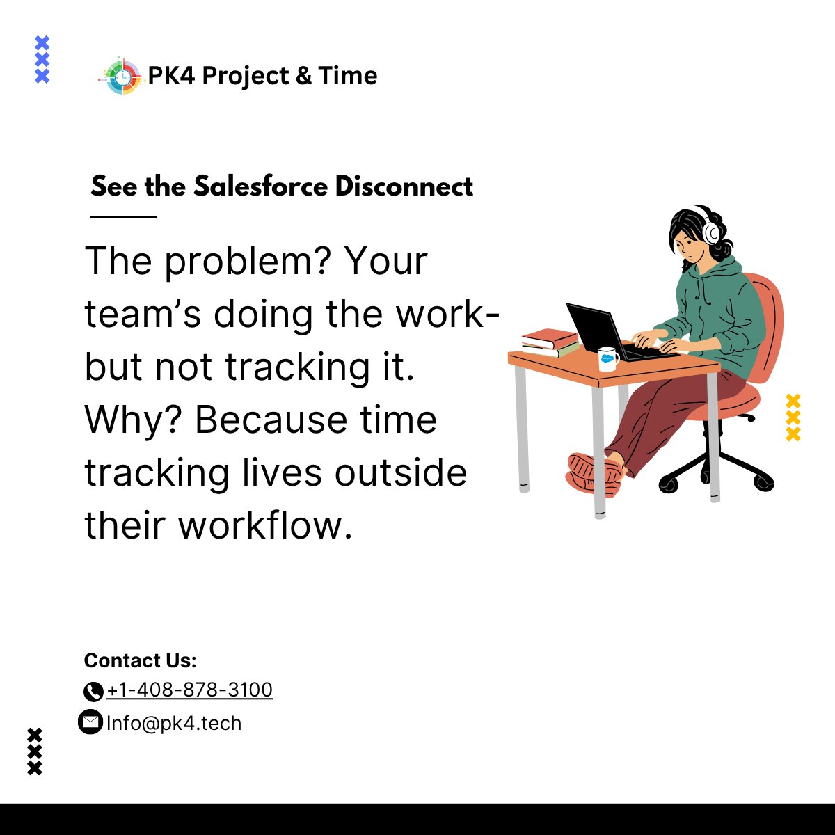 pk4technologies's tweet image. Unlogged hours = Lost Revenue. And if time tracking lives outside #Salesforce, it&apos;s slipping through the cracks. PK4 fixes this with real-time time tracking inside Salesforce. Track every hour at the point of work. #RevOps #timetracking