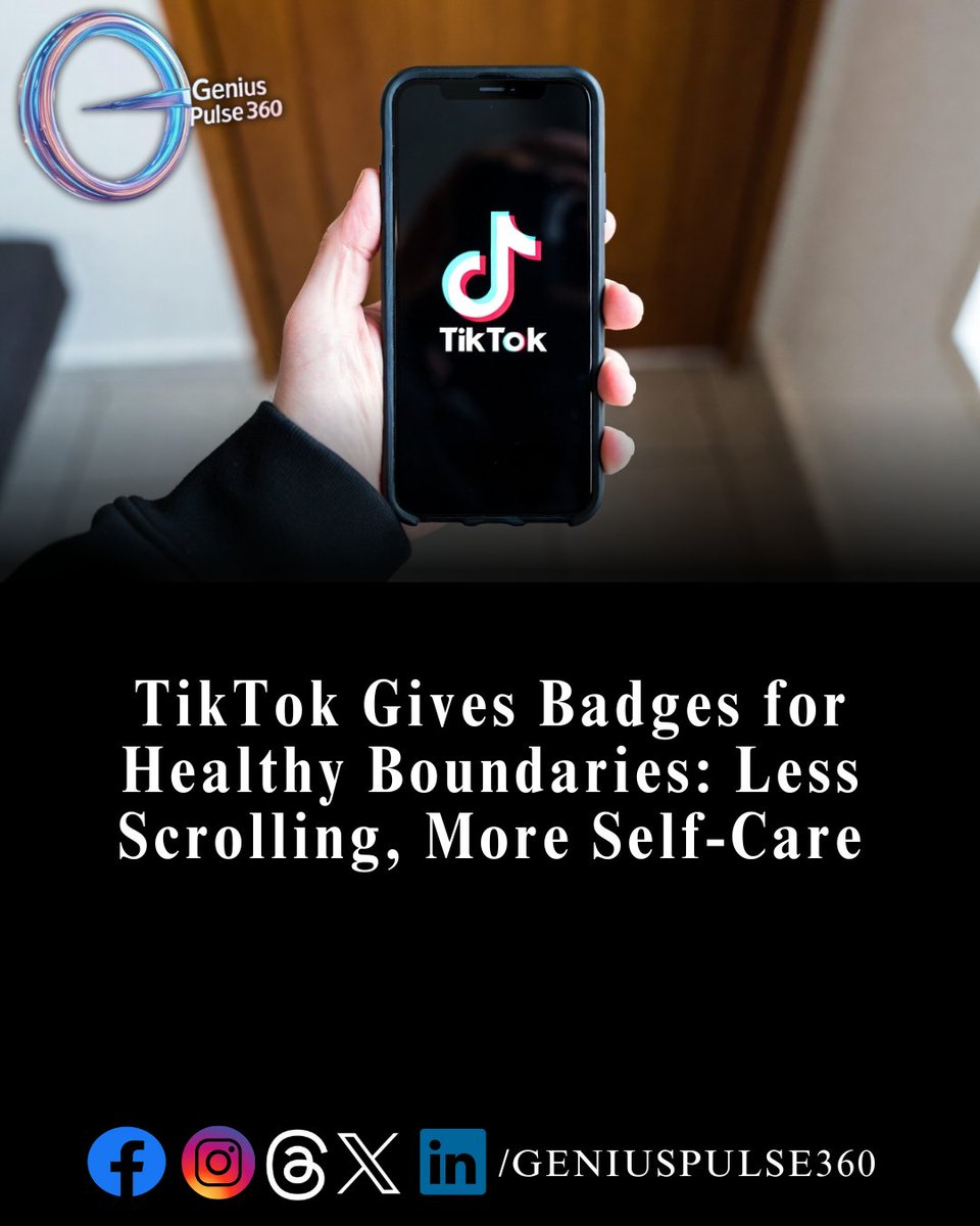 geniuspulse360's tweet image. TikTok is rolling out Well-being Missions — complete short missions (like limiting screen time, avoiding TikTok at night, journaling, or using meditation tools) and earn badges for healthy habits.
#DigitalWellbeing #MentalHealth #MindfulTech #ScreenTime #TikTok #SelfCare