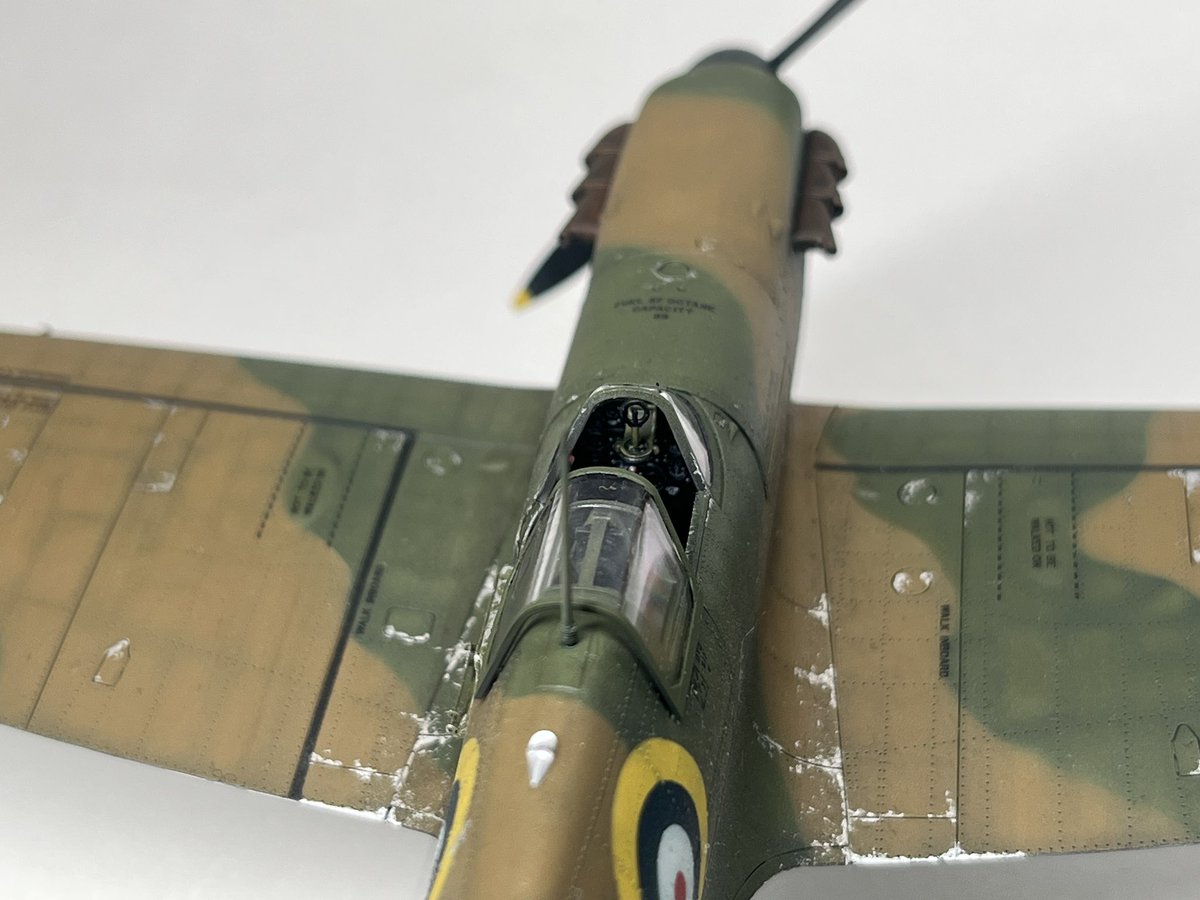 Eduard 1/48 Spitfire MkI early finished.
#JFFForSimon 

Dragged her across the line, after the paint peel problem going to chicken out on the more comprehensive weathering… again 🤭

This model almost perfectly represents my 1 year anniversary of modeling so I hope you all