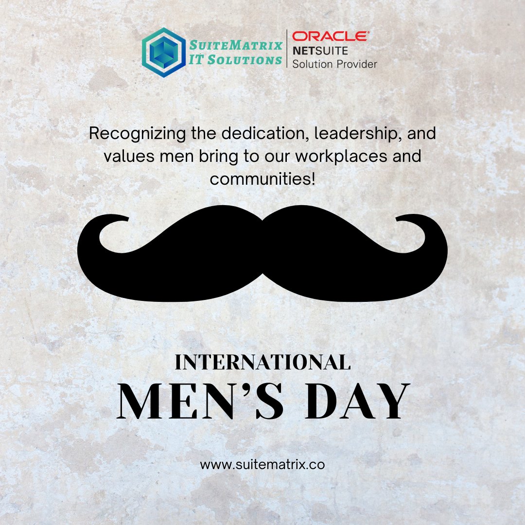 SuiteMatrix's tweet photo. Celebrating the #dedication, leadership &amp; values men bring to our workplaces and communities.

Thank you for inspiring growth and positive change every day.

Happy International #Men’s Day!

#InternationalMensDay #SuiteMatrixITSolutions #MensDay2025 #Appreciation https://t.co/9tB3DTlVqa
