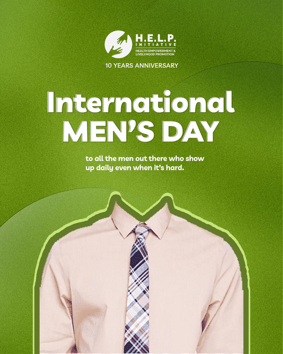 helpinitiatives's tweet image. Men deserve care too.

On International Men’s Day, we remind every man to take a moment for his health and wellbeing.
Prevention is power — and we’re here to help.

#InternationalMensDay #happyinternationalmensday #Men #Health #HELPInitiative #10YearsofHELP