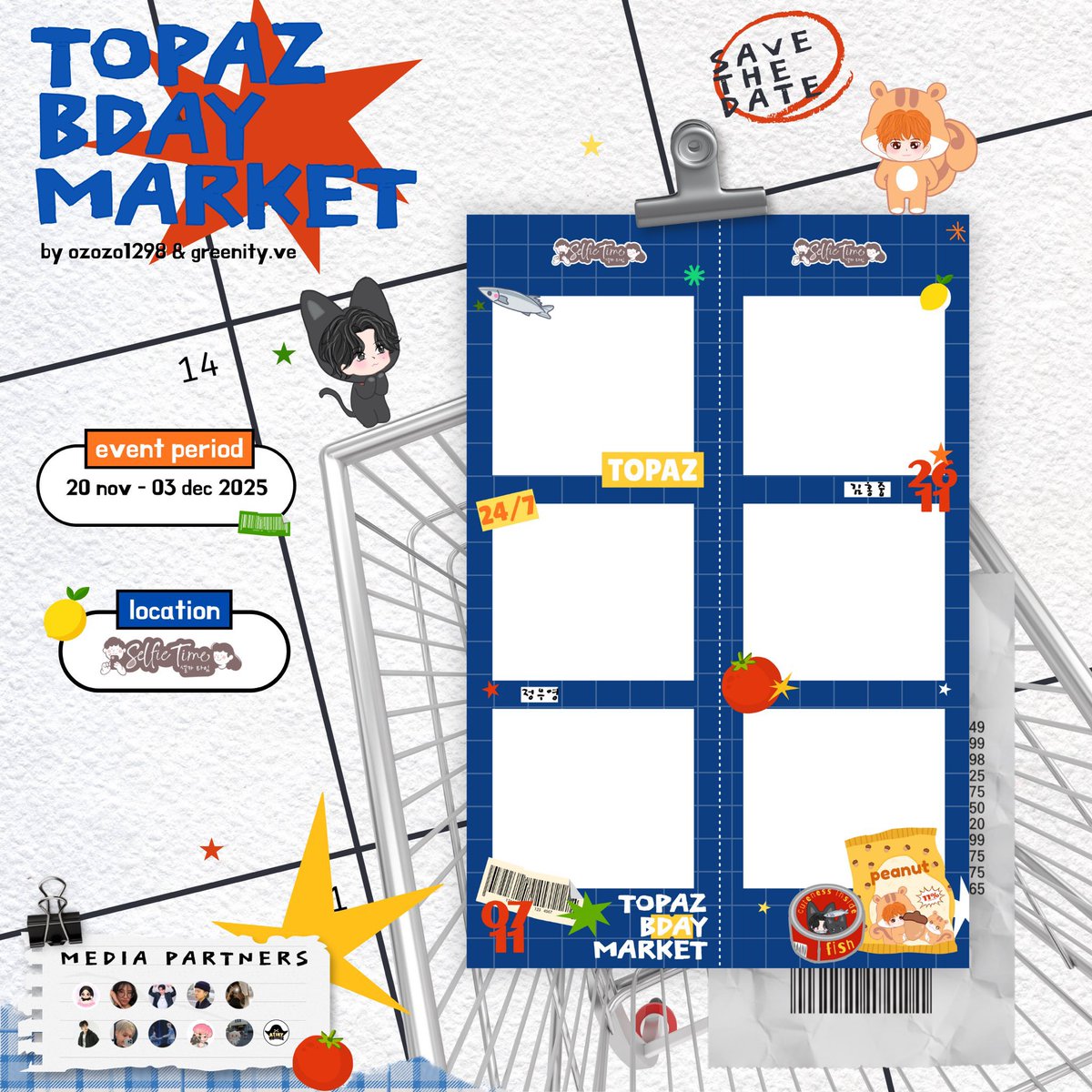 sandorokis's tweet image. 🎂TOPAZ BDAY MARKET🎂
Topaz bday market✨
Frame by @ozozo1298 &amp;amp; @Greenity.ve
🗓️ 20-03 Dec
📍@selfietimeid
let’s celebrate Hongjoong dan Wooyoung birthday 💕
Please kindly tag @ozozo1298 on X, @Greenity.ve and @atiny_kalsel on IG 🐱
#Topazbdaymarket #Wooyoung #Hongjoong #ATEEZ
