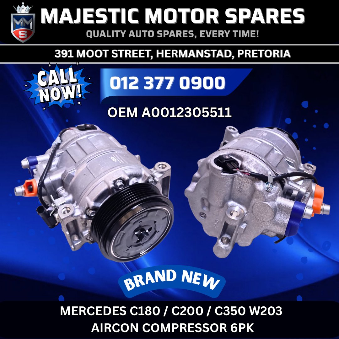 SpareMotor's tweet image. Mercedes C180/C200/C350 W203 6PK AC Compressor New for Sale
#MercedesBenz #W203 #ACCompressor #AirconPump #OEMParts #C180 #C200 #C350 #NewCarParts
View online: majesticmotorspares.co.za/product/merced…