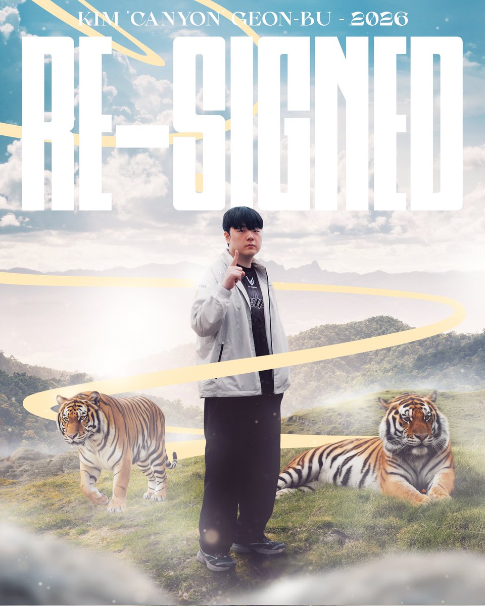 🐯 Canyon re-signe chez <a href="/GenG/">Gen.G Esports</a> !

Kim “Canyon” Geon-bu prolonge son aventure pour la saison 2026.

Pilier au cœur de l’équipe, il sera de nouveau là pour guider les tigres vers de nouveaux sommets !

#Tigernation #GenG