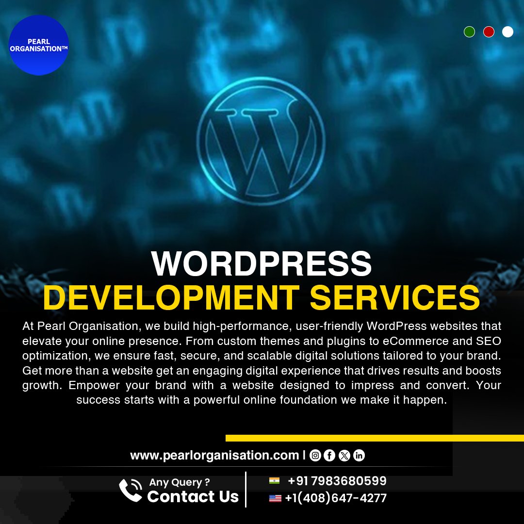 pearlorgs's tweet image. Strengthen your online presence with high-performance, custom WordPress Development Services designed to build, scale, and elevate your brand.
.
.
🌐 pearlorganisation.com
📞 : +91 7983680599 , +1(408) 647-4277
.
.
#PearlOrganisationReviews #WordPressDevelopment #WPDesign