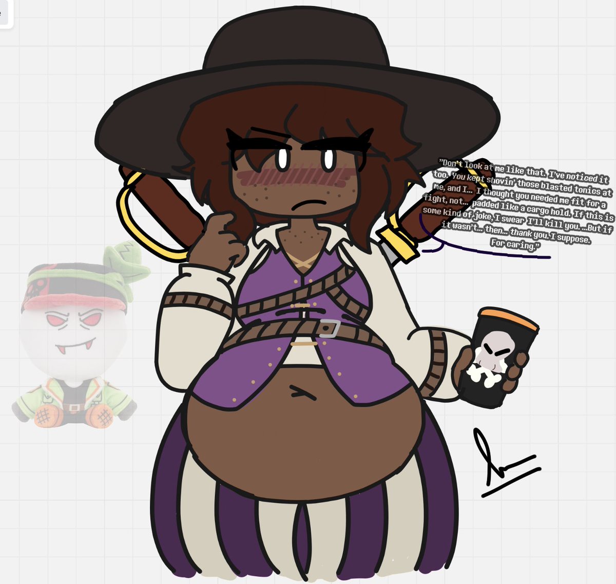 FilipinaKos's tweet image. &quot;Chub Calypso from block tales plz&quot; 
The more defense, the better...? 🥤🛡️
Plus-Sized Calypso! 💜🏴‍☠️⚔️
(Request stuff at my strawpage!!)
#BlockTales #Calypso #blocktalescalypso