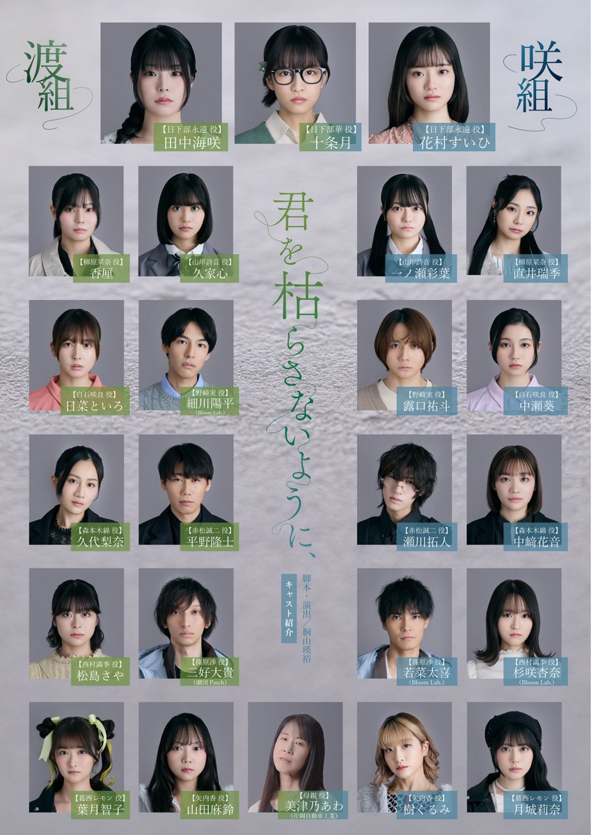 NOVA__company's tweet image. ✿………………❀………………✿
　君を枯らさないように、
✿………………❀………………✿

#君枯ら
合計24名の出演者ビジュアルを公開。

&quot;造花園&quot;
とある姉妹が創り出した禁断の美、二つの結末。
NOVAがお届けする2025年最後の作品、是非ご鑑賞ください!!

公演の詳細▶
novacompany.net/kimikara