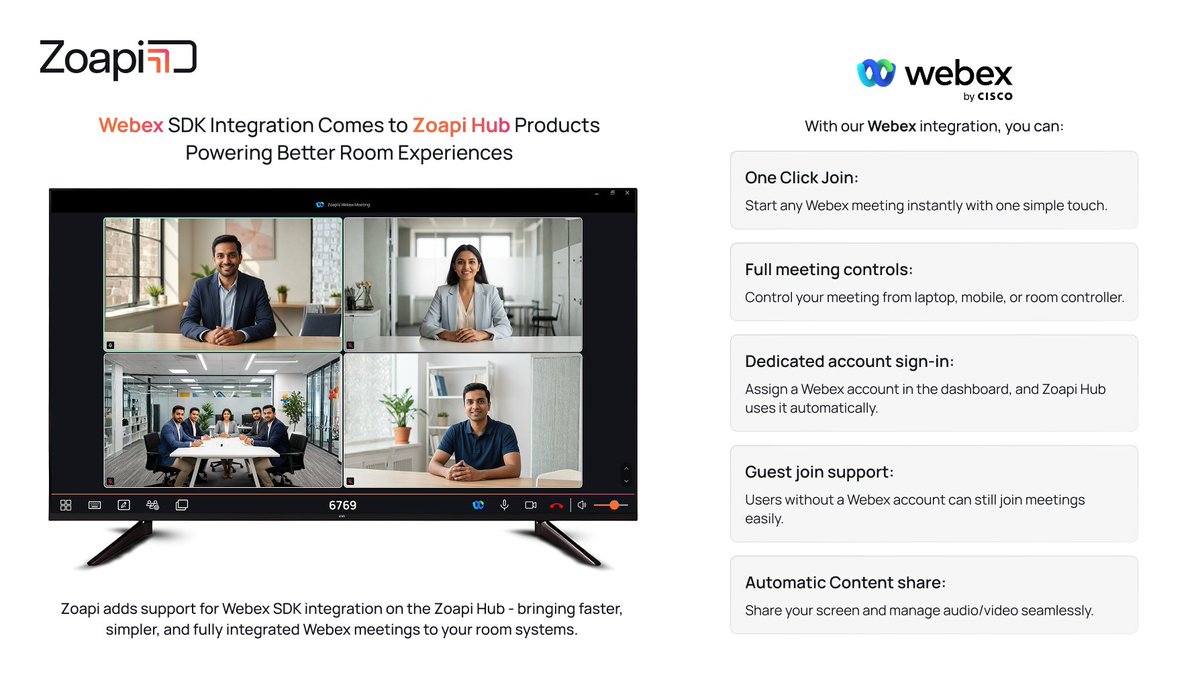 ZoapiInnovation's tweet image. 𝐖𝐞𝐛𝐞𝐱 𝐦𝐞𝐞𝐭𝐢𝐧𝐠𝐬 𝐨𝐧 𝐙𝐨𝐚𝐩𝐢 𝐇𝐮𝐛 𝐣𝐮𝐬𝐭 𝐛𝐞𝐜𝐚𝐦𝐞 𝐞𝐯𝐞𝐧 𝐦𝐨𝐫𝐞 𝐬𝐞𝐚𝐦𝐥𝐞𝐬𝐬 !

One-click join, full meeting controls, guest access, and seamless content sharing — all in one unified experience.

Schedule a free demo now - zoapi.com/schedule-a-dem…