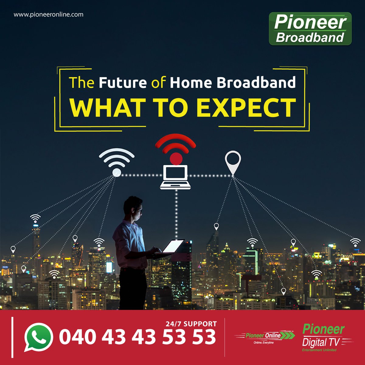 PioneerOnline1's tweet image. Faster speeds and better connectivity for homes everywhere. Find out what’s coming next! 1. Fiber + 5G Hybrid Access 2. Smart Routers with Built-in AI #TechTrends #FutureOfInternet