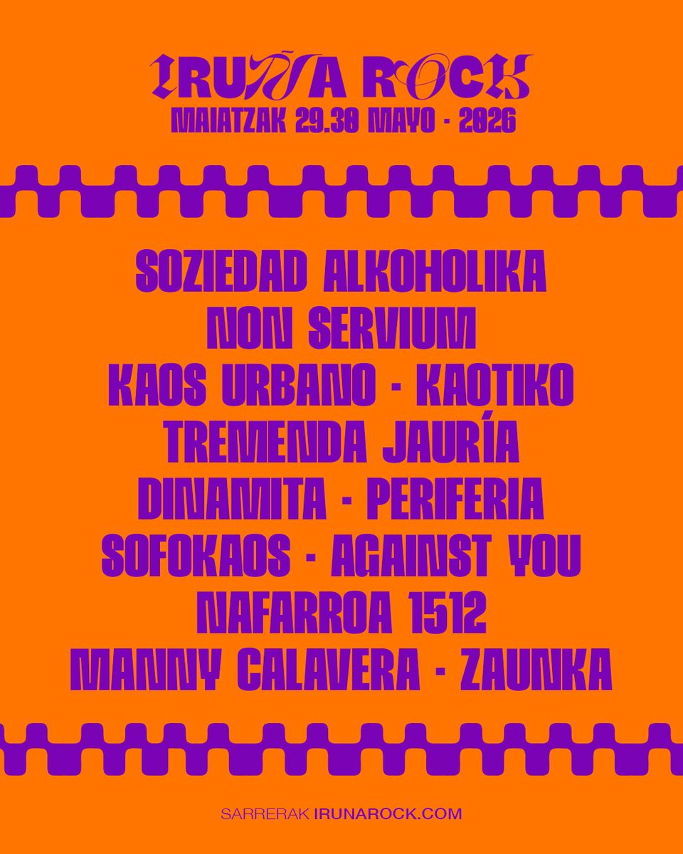 ¡TERCER AVANCE DE CARTEL! Y todavía quedan más sorpresas 😉 Hementxe dira jaialdirako talde berri gehiago 🚀

SARRERAK: irunarock.com