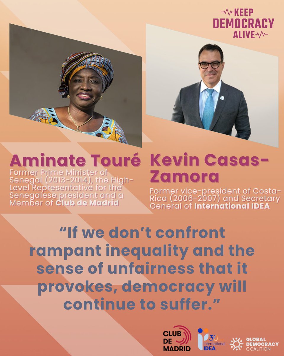 GloDemCoalition's tweet image. One week after its release, the insights from the recent @ProSyn op-ed by @aminatatoureklk and @KevinCasasZ continue to resonate. Their reflections make clear that the health of democracy cannot be separated from the conditions people experience every day. When inequality grows…