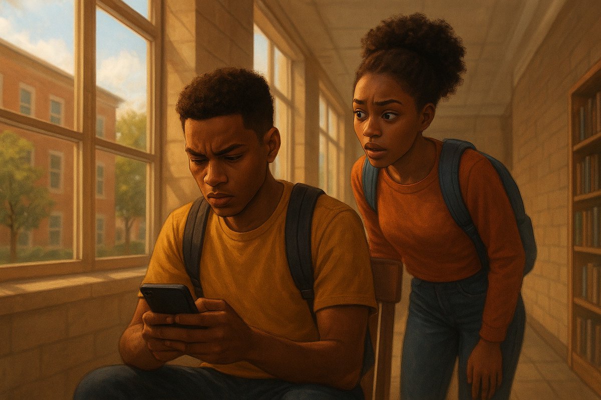 HOzoebuka's tweet photo. Later, Ada noticed Tobi glancing nervously at his phone. A mysterious text from an unknown number made him tense. Who was trying to contact him? 🤯 #CampusHearts #drama https://t.co/wSTilFr8tj