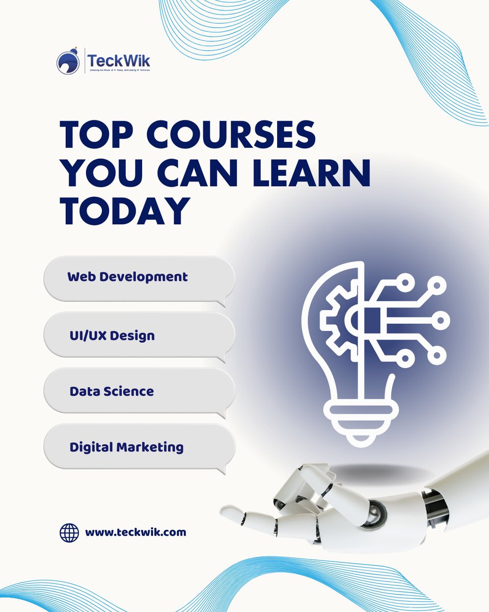 Teckwik10's tweet image. Ready to upskill?
Our TeckwikLMS platform has a range of exciting courses tailored just for you.
Learn at your pace, from anywhere!
Visit: teckwik.com
#TechLearning #Teckwik