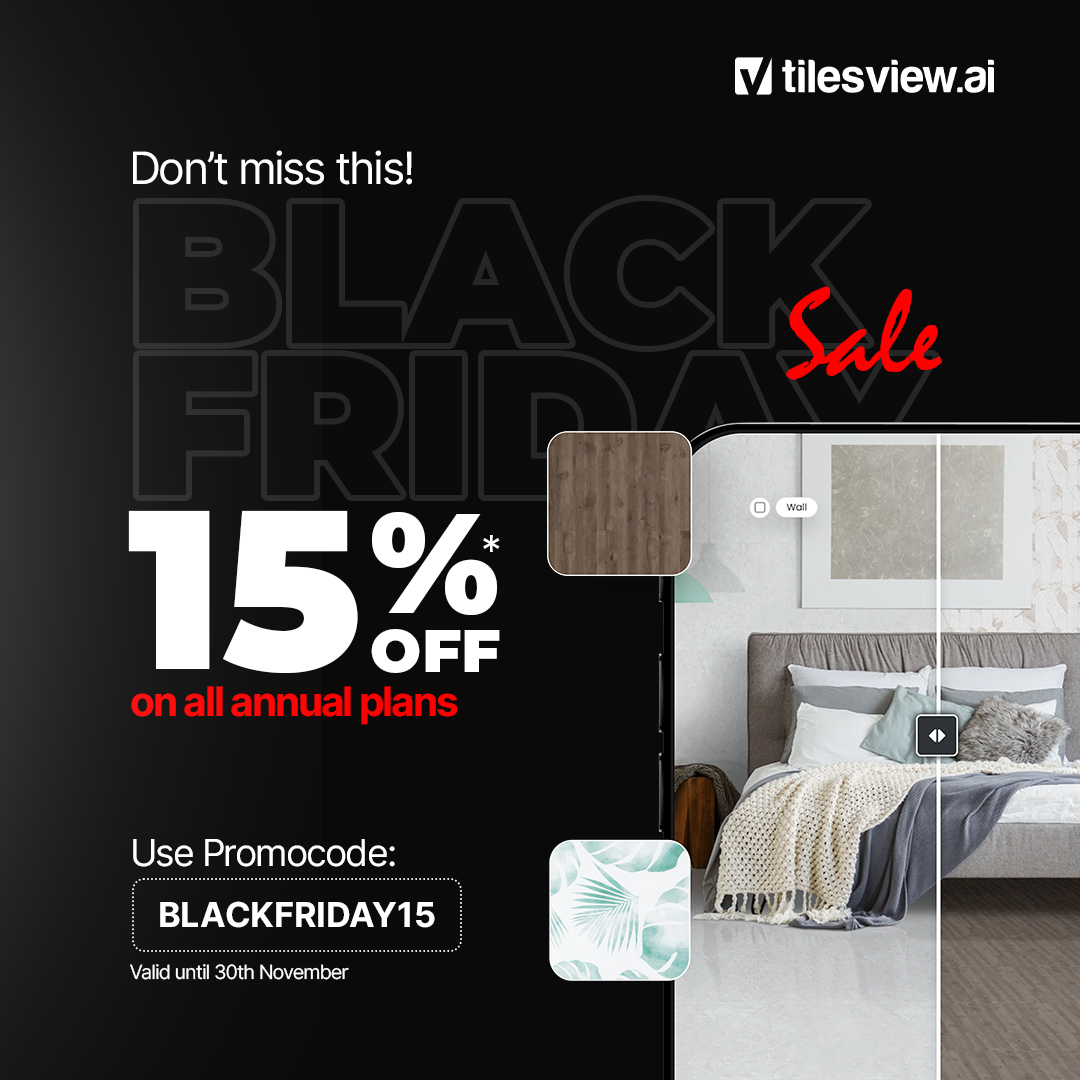 TilesVisualizer's tweet image. BLACK FRIDAY ALERT! 🚨
Tilesview.ai is offering a massive 15% OFF on annual plans.
Just use code BLACKFRIDAY15 and level up your business visualizations!
Valid till 30th November — Hurry! 🔥

#blackfriday #blackfridaysale #tilesview #tilesvisualizer #tilebusiness
