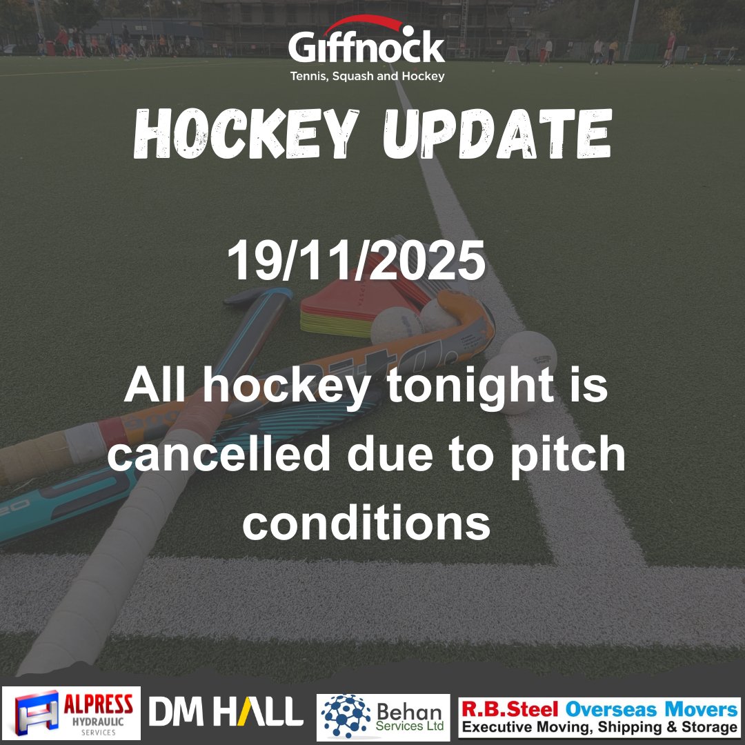All hockey tonight is cancelled due to pitch conditions 🥶  🏑 #TeamGiffnock #fieldhockey