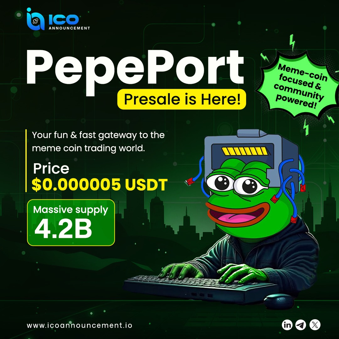 PepePort $PPORT is live - jump into the fastest meme-coin trading gateway and grab your presale tokens before they moon!

Explore More Visit: icoannouncement.io/crypto-presale…

#PPORT #PepePort #MemeCoinPresale #CryptoPresale #MemeCoins #NewCryptoGem #CryptoLaunch #AltcoinSeason