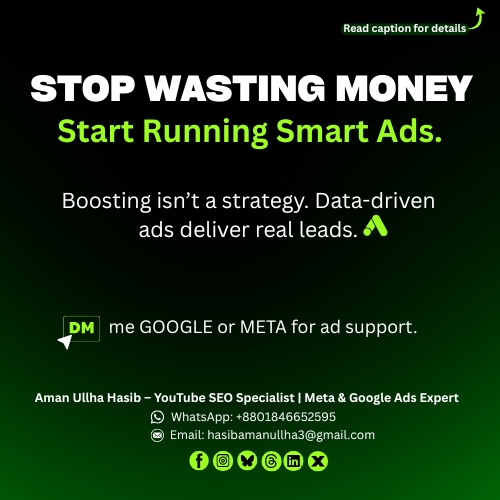 hasibamanullha8's tweet image. Stop wasting money on random boosts.

Get smart, data-driven ads that bring real customers, not just impressions.

DM “Google” or “Meta” for a fully optimized ad campaign.

#googleadsexpert #MetaAdsExpert #digitalmarketer #growwithhasib #YouTubeAds