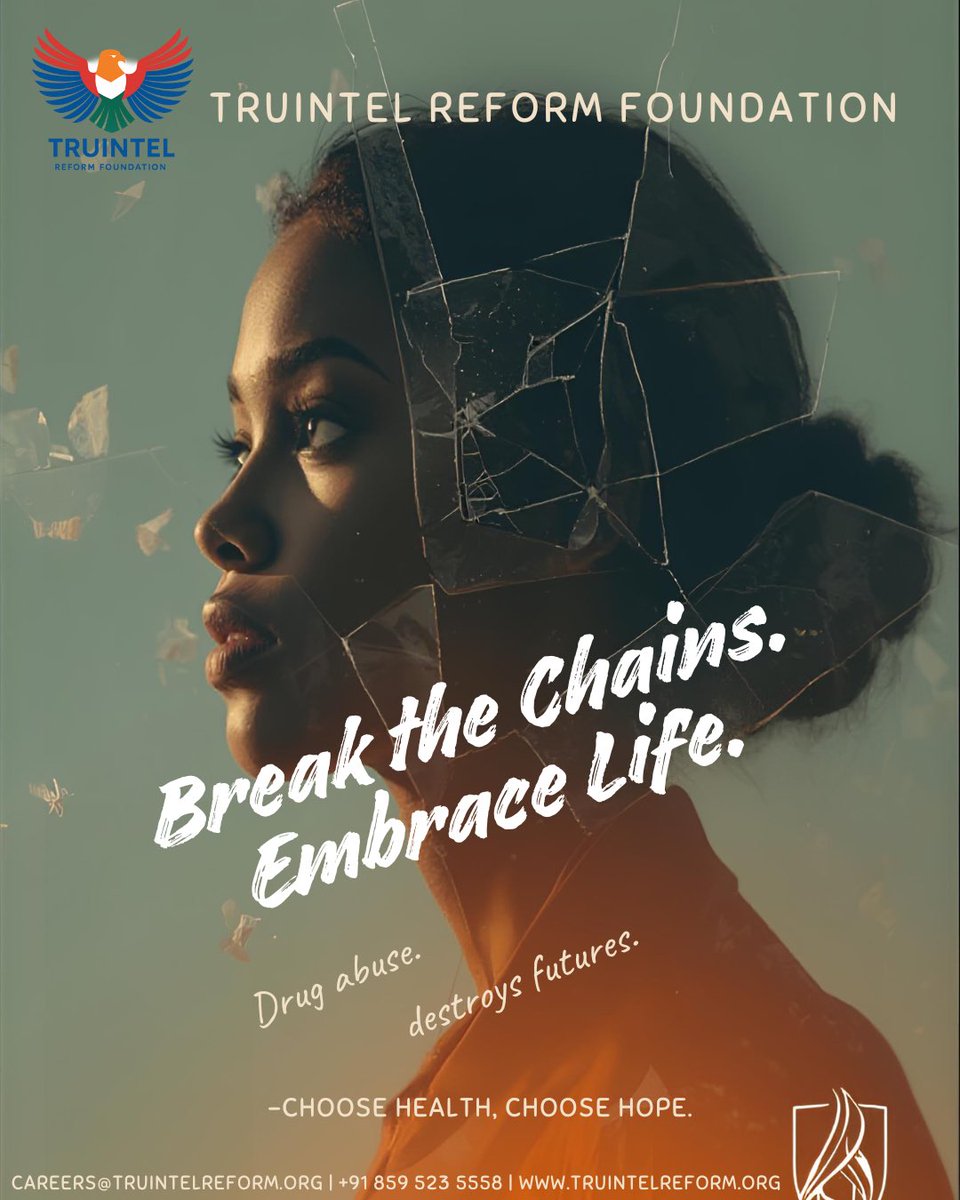 TruIntel_Reform's tweet image. Break the chains. Embrace life. ✨
Drug abuse destroys futures awareness and support can save them.

Let’s choose hope. Let’s build a drug-free tomorrow. 💛

#DrugFreeIndia #BreakTheChains #HopeHeals #TruIntelReform