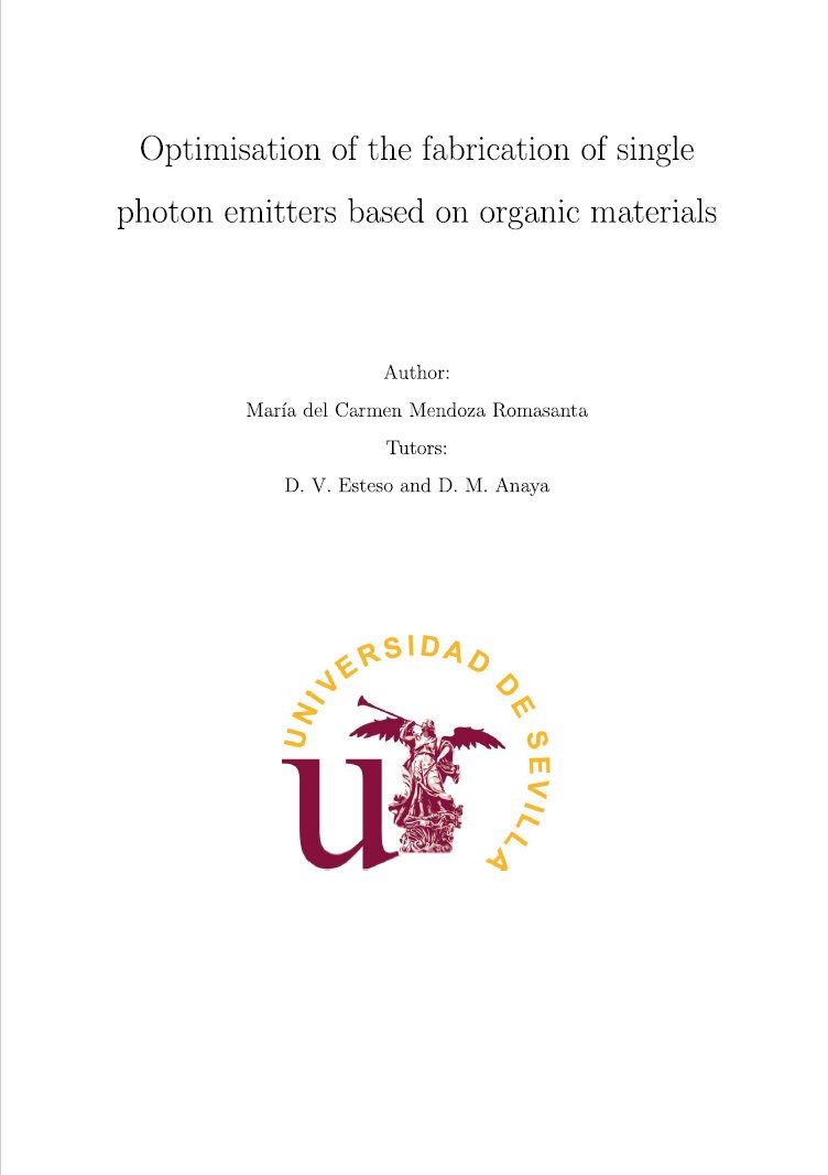 ICMSevilla's tweet image. 📐 María del Carmen Mendoza (@SMSLabnews) 

🏅 Top student in Physics + Materials Engineering

✅ Bachelor’s thesis at ICMS:
 &quot;Optimisation of the fabrication of single photon emitters based on organic materials&quot;

#Photonics #ICMS
