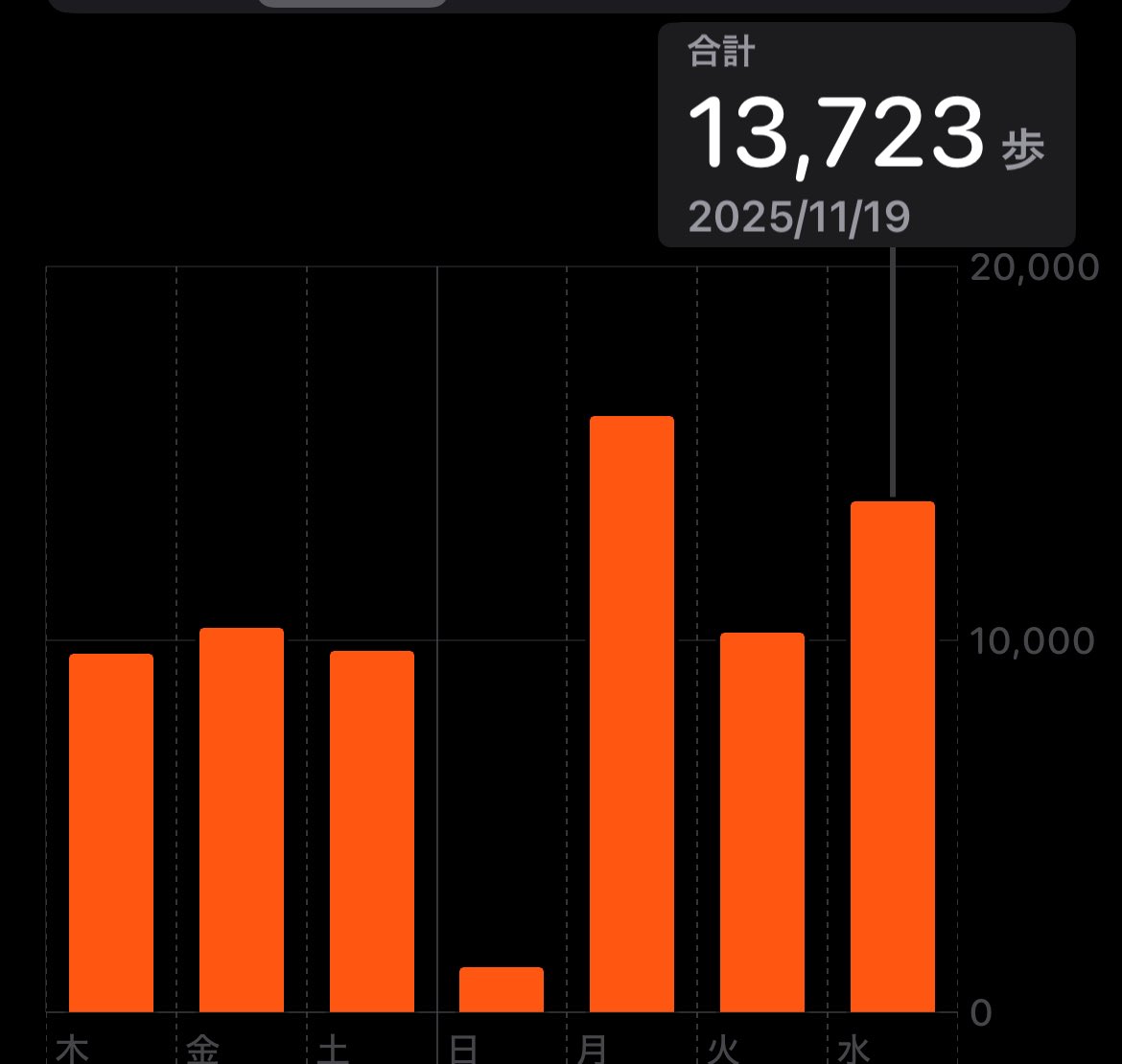 13000歩！
一応1万歩も継続できてる！