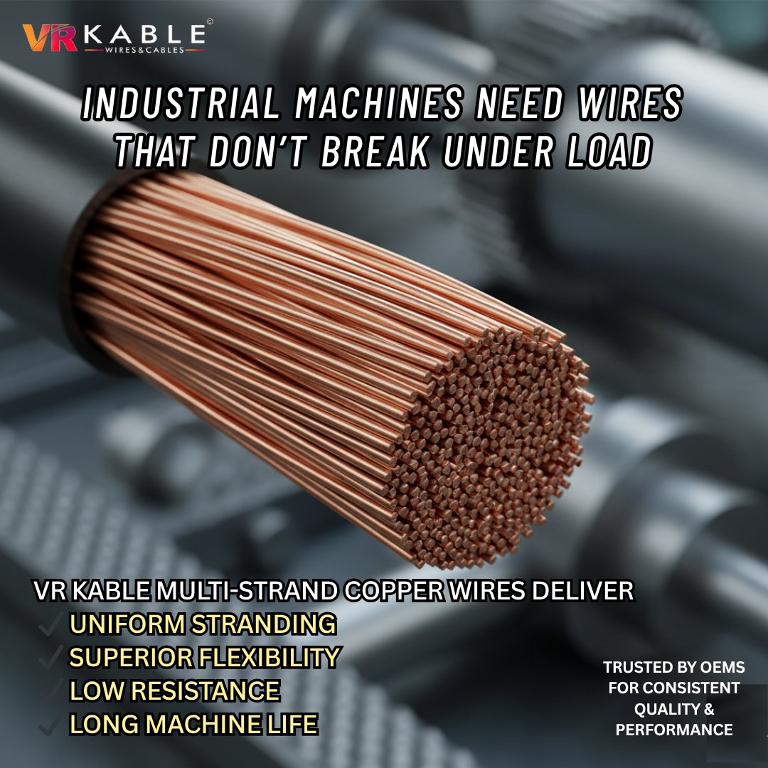 vrkable's tweet image. Industrial OEMs trust VR KABLE for strong multi-strand copper wires that ensure durability, flexibility &amp;amp; long machine life.
Choose consistent performance.
#VRKable #MultiStrandCopper #OEMApproved #IndustrialWiring #CopperQuality