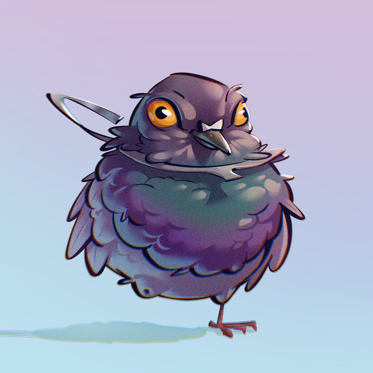 JuicyCatgrrl's tweet photo. Meet our handsome Pigeon mascot 
“Minga” 

( don’t worry he likes wearing litter as accessories . )

🎨 : harukakanataah https://t.co/iCqdQJjF82
