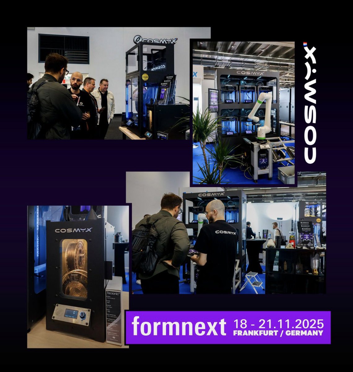 cosmyx3d's tweet image. #Formnext 
Démo live notre micro-usine #MIRA (avec robot #FANUC) et nos imprimantes SUPER #NOVA DOUBLE-TÊTE.

Toute l&apos;équipe, ainsi que notre partenaire #Tectonic3D, vous attend

📍 Hall 12.0 – Stand B39

#Formnext #FabricationAdditive #Impression3D