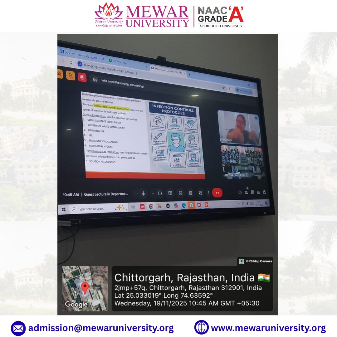 universitymewar's tweet image. Mewar university Guest Lecture on &quot;Hospital-Acquired Infections and Infection Control: Role of Sterilization, Biomedical Waste Management, and Human Microflora&quot;.

#MewarUniversity #GuestLecture #ParamedicalScience #HealthcareEducation #StudentDevelopment #SkillBasedLearning