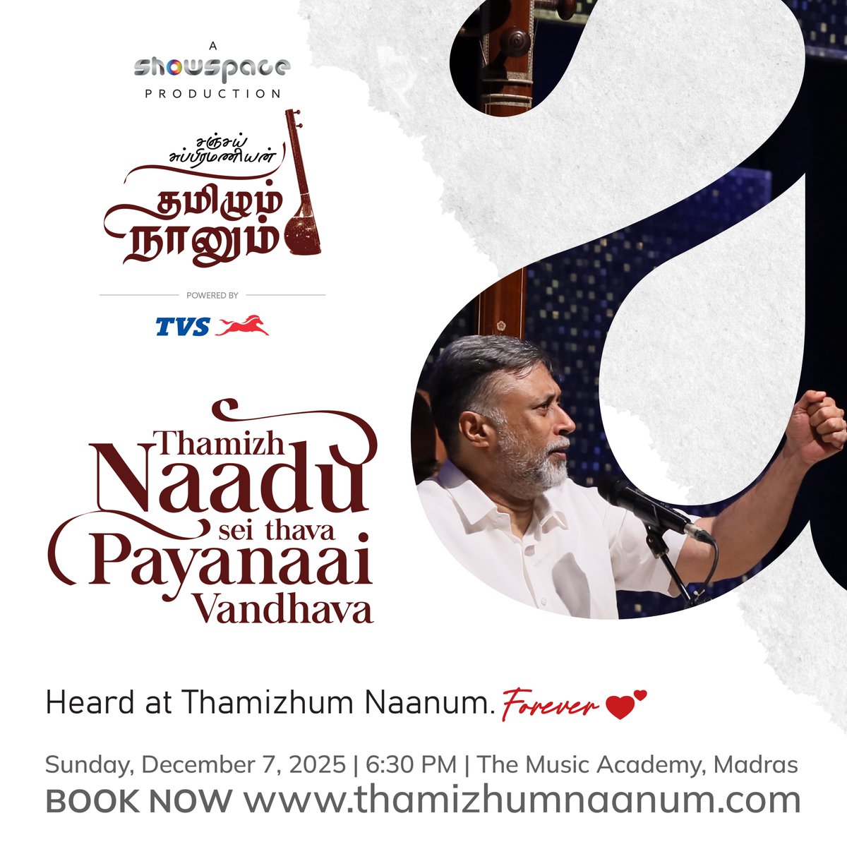 showspaceevents's tweet photo. Thamizh Nadu has many treasures it calls its own. This concert is slowly becoming one of them.
 #ThamizhumNaanum @sanjaysub 

Book now: https://t.co/ulSHZfMNQL 
 
 #SanjaySubrahmanyan #ShowspaceEvents #CarnaticMusic #LiveInConcert #Chennai #music #madrasmusicacademy #mylapore https://t.co/jVpUP94w58