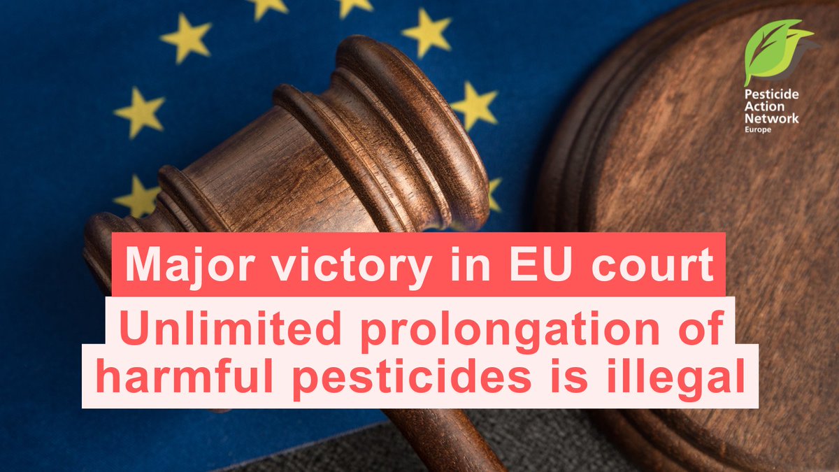 🎉 The <a href="/EU_Commission/">European Commission</a> cannot systematically and automatically grant extensions of #pesticide approvals in case of delays in the re-assessment process. This was clarified by the EU Court of Justice today in a case started by PAN Europe.
pan-europe.info/press-releases…