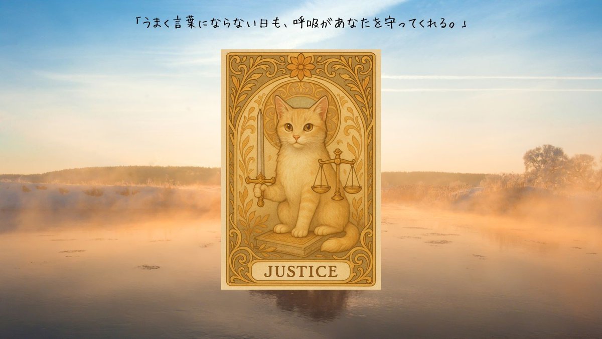 Lunarfoxnote's tweet image. 怒らないのは、心が広いからじゃない。
『正義』は、感情と事実をそっと分けて見るカード。
違う視点で見ているだけで、優しさを装ってるわけじゃない。
→coconala.com/services/36037…
#タロット #星読み #斎賀月子 #感情の分解 #心の棚下ろし