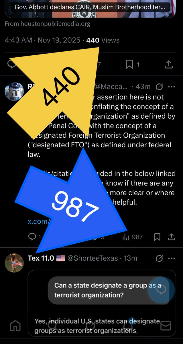 notelikopter's tweet image. #ratioed

There&apos;s something I enjoyed about seeing:

1- CAIR (terrorist finance org masquerading as a civil rights group) threaten @GregAbbott_TX
2- CAIR repost a defense from a lawyer who&apos;s clearly out of her league
3-  R2-D2 blows up the defense like its the Death Star