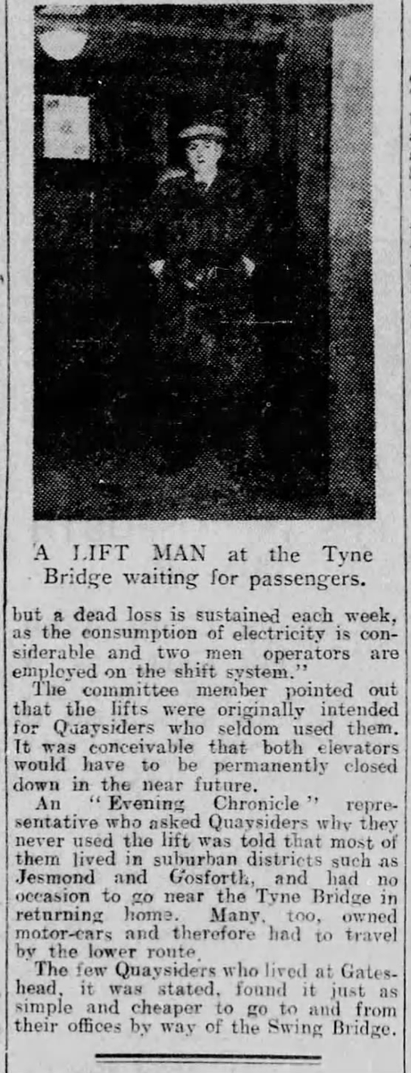 TyneSnapper's tweet image. #NewcastleUponTyne #Gateshead As far back as 1930 the fate of the Tyne Bridge lift was in question - this piece from the Newcastle Evening Chronicle on this day 19th November 1930