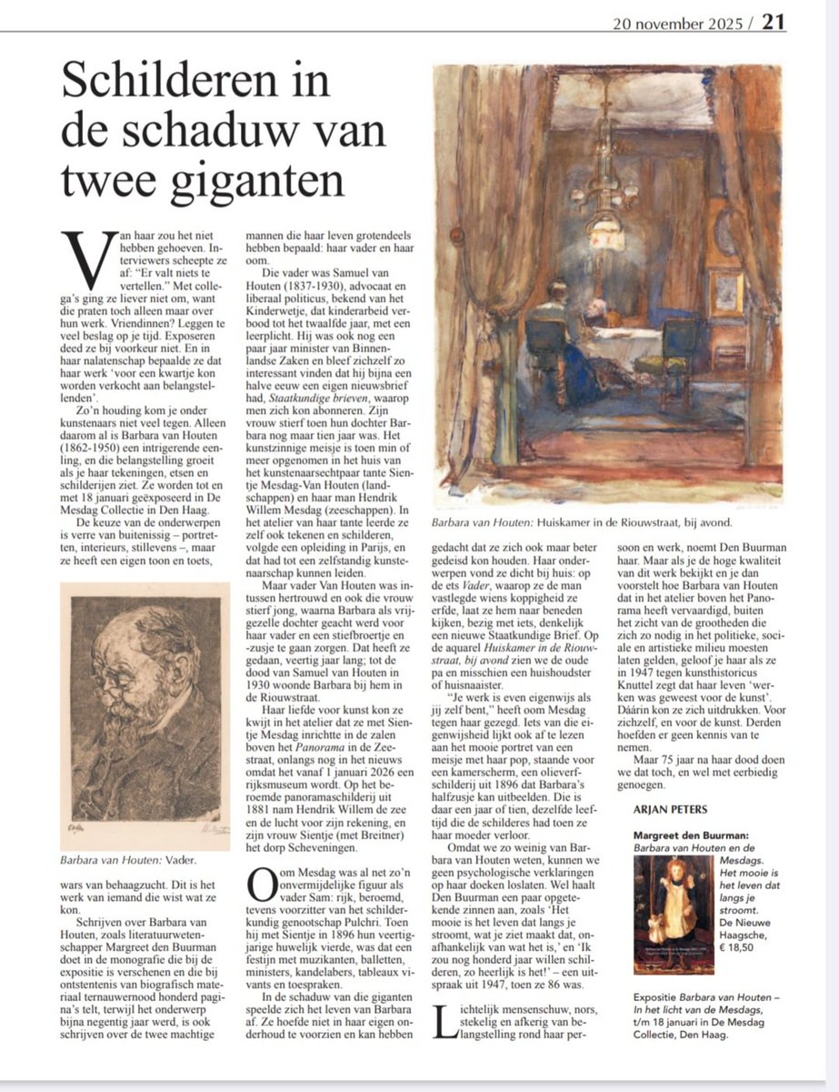 AdrianusPeters's tweet image. In @Arguspers, over Barbara van Houten. Het boek van Margreet den Buurman verscheen bij De Nieuwe Haagsche, de expositie is te zien in de @MesdagDenHaag te Den Haag.