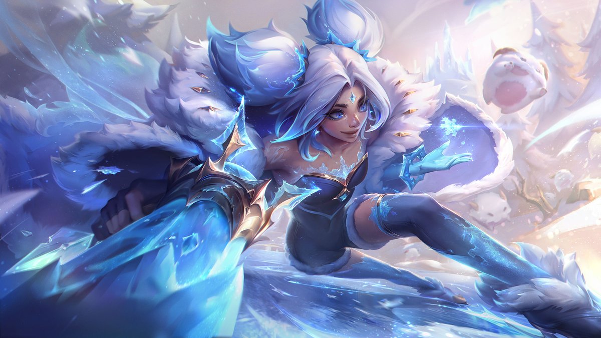LoLGermany's tweet photo. Lasse es jeden Tag schneien mit Winterwunder-Zeri, Winterwunder-Milio, Rentier-Smolder und Wintergeweihte Mel (Prestige). 

Ab Patch 25.24 im Shop erhältlich. ❄ https://t.co/ZkfozhyYOd