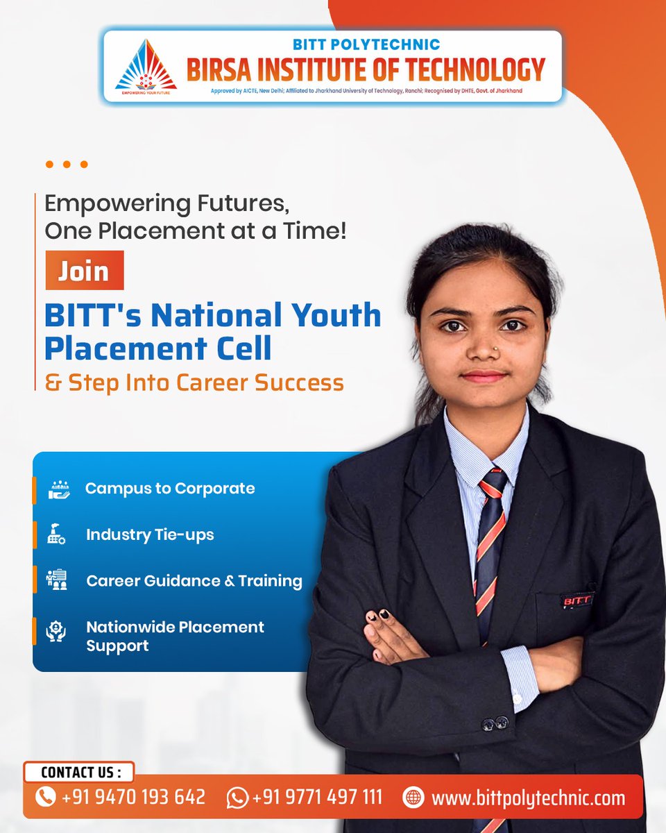 bittpolytechni1's tweet image. At #BITTPolytechnic, we believe education should lead to empowerment and employment.
Our National Youth – #PlacementCell connects students with leading industries.

Join Now: whatsapp.com/channel/0029Va…

#NationalYouthCell #CareerReadyWithBITT #BITTRanchi #EngineeringCareers