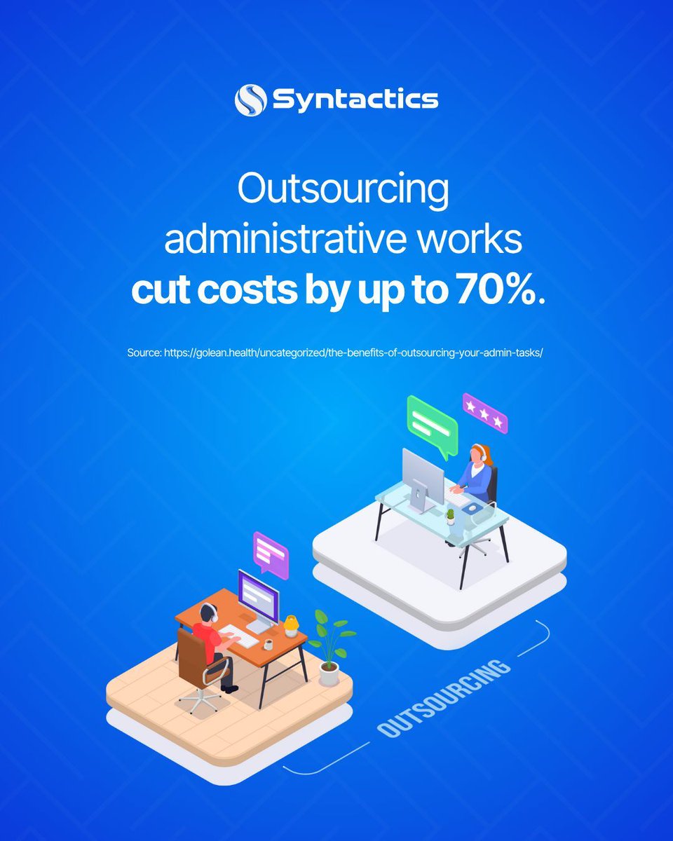 syntacticsinc's tweet image. Routine admin work eats time and budget. Outsource to cut costs, boost efficiency, and scale easily with expert virtual assistants!

Start your smart move: syntacticsinc.com/dedicated-virt… 

#SmartOutsourcing #BusinessEfficiency