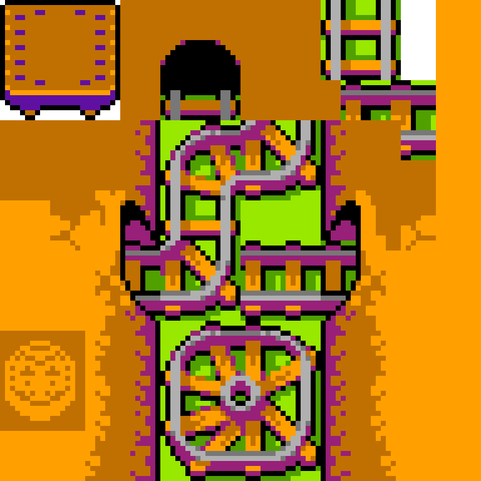 noragames's tweet photo. I wanna make a game, similar to The Legend of the Mystical Ninja (where you paint over objects) or Gorby's Pipeline (where you clear a path without collisions), where the player must calmly and steadily open a railway line without causing any crashes. #gamedev #pixelart #ドット絵 https://t.co/wBsHoEQ9zA