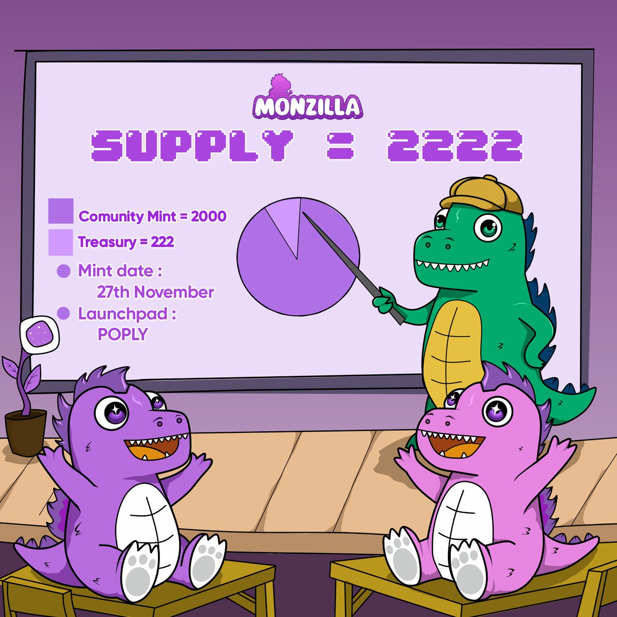 monzillanad's tweet image. Monzilla Mint Is Officially Locked In! 🟣🦖

SUPPLY: 2222

🔹 Community Mint: 2000
🔹 Treasury: 222
🔹 Mint Date: 27th November
🔹 Launchpad: @poply_xyz
🔹 Mint Price: TBA

The Monzillas are almost here… get ready for a massive takeover. 🧪💥

👇 don&apos;t have GTD wl yet?!
Like, RT…