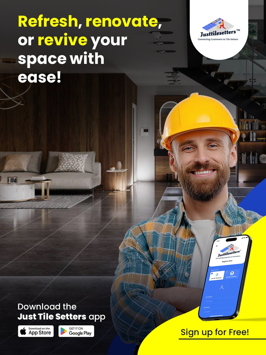 justtilesetters's tweet image. Your dream floors are just a tap away!
Connect with skilled tile experts on the Just Tile Setters app and bring your vision to life.

Download the app.
Play Store: bit.ly/3gv9bEo
App Store: apple.co/2AxfFDf

#JustTileSetters #TileInstallation #HomeRenovation