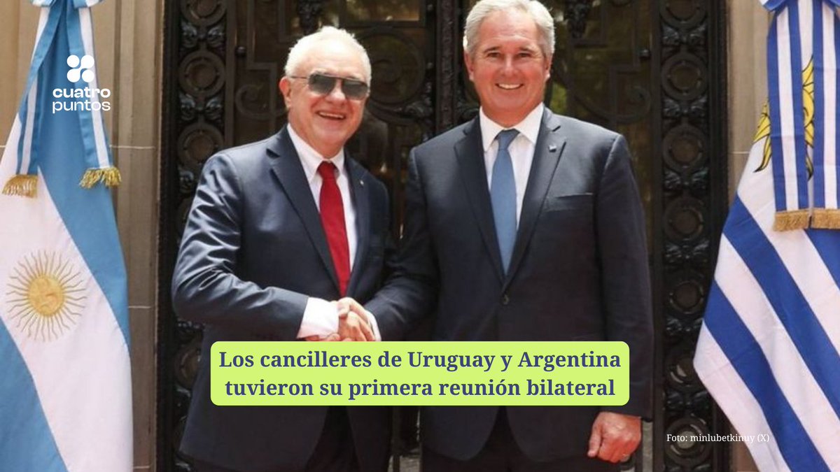 LOS CANCILLERES DE URUGUAY Y ARGENTINA TUVIERON SU PRIMERA REUNIÓN BILATERAL

⚫ El ministro de Exteriores argentino, Pablo Quirno, recibió este martes 18 en Buenos Aires a su par uruguayo Mario Lubetkin. Durante la reunión, ambos jerarcas definieron una agenda que se seguirá