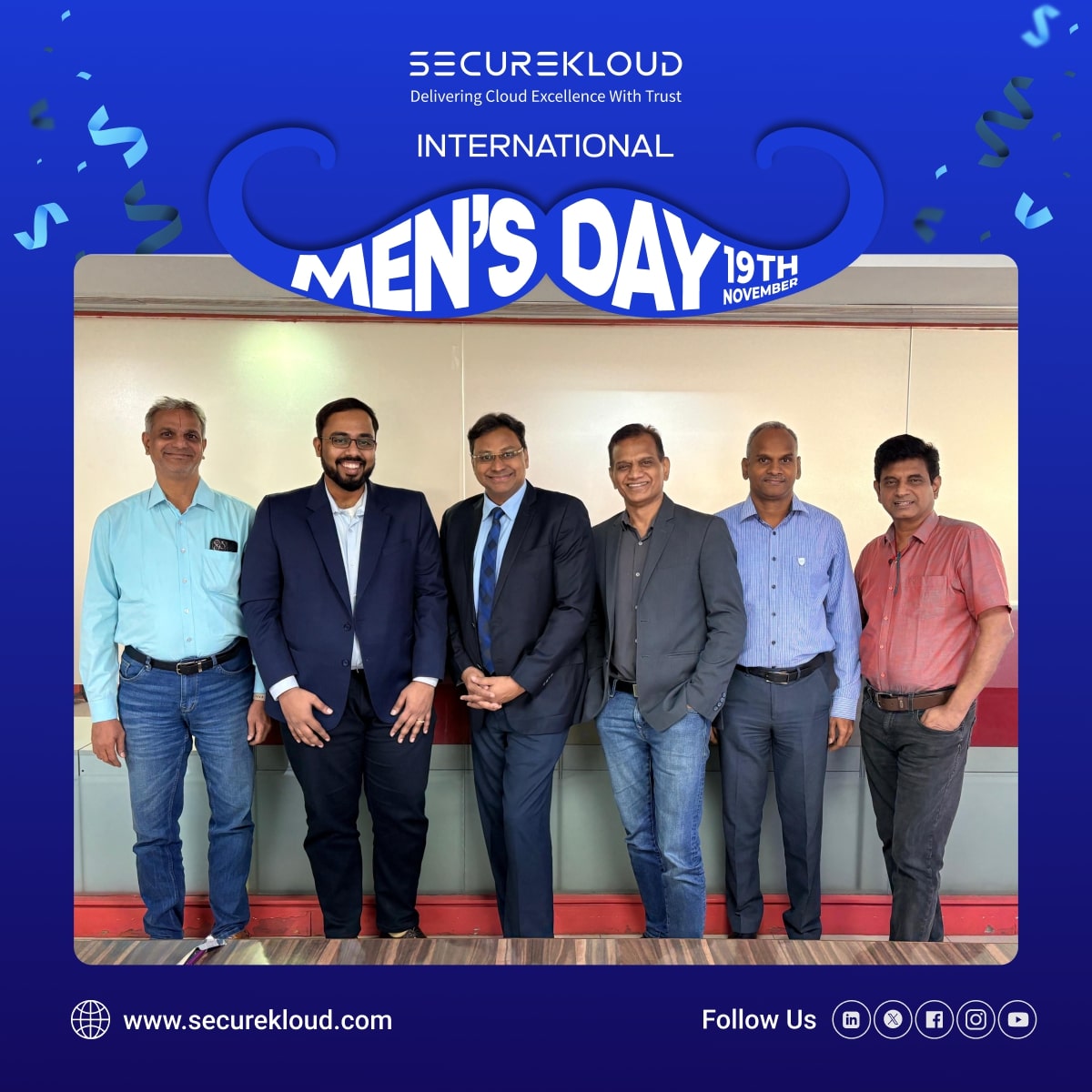 SecureKloudTech's tweet image. Today we celebrate the men who lead with integrity, support with heart, and inspire through action.
On #InternationalMensDay, we appreciate our colleagues whose kindness, courage, and dedication strengthen our culture every day.💙

#MensDay2025 #LifeAtSecureKloud #CelebrateMen