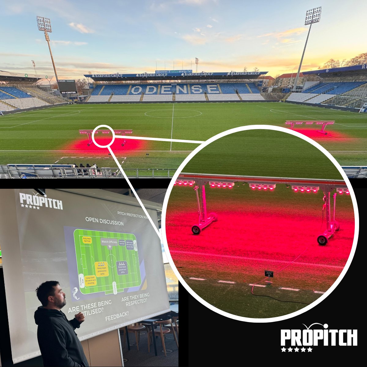 ProPitch’s Ian Craig  &amp; Adam Witchell attended the Danish Superliga Pitch Quality Support Programme in Odense 🇩🇰

We’re proud to support the top two leagues, working with clubs &amp; grounds teams to drive ongoing improvements in pitch quality. 🌱⚽️

#ProPitch #PitchQuality