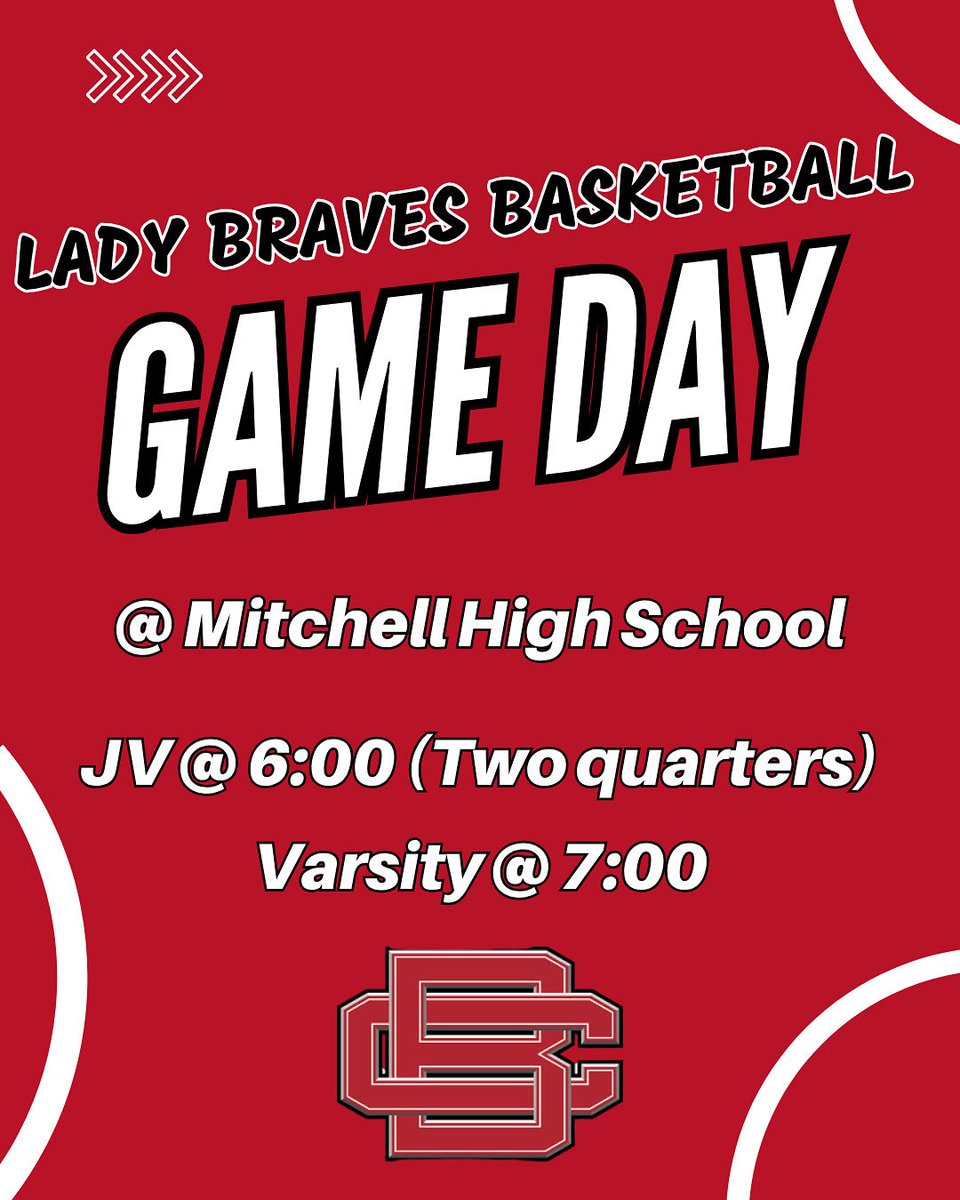 It’s GAMEDAY! The Lady Braves travel to Mitchell High School tonight to take on the Lady Bluejackets. 
JV tip off is at 6:00 and will only be playing two quarters. Varsity will follow around 7:00 pm.