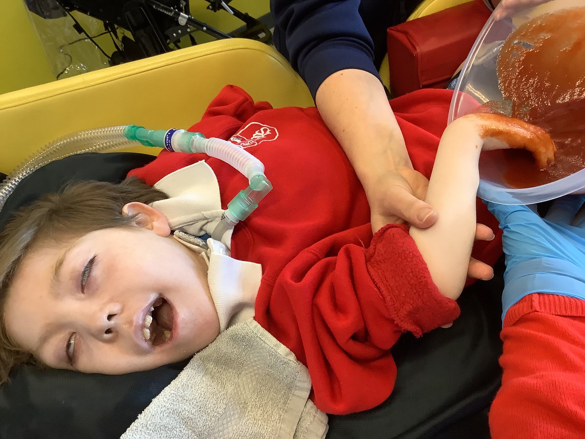 Encountering the Ketchup during sensory exploration.<a href="/DrumparkBadgers/">Drumpark Badgers</a> <a href="/drumparkprimary/">Drumpark</a>