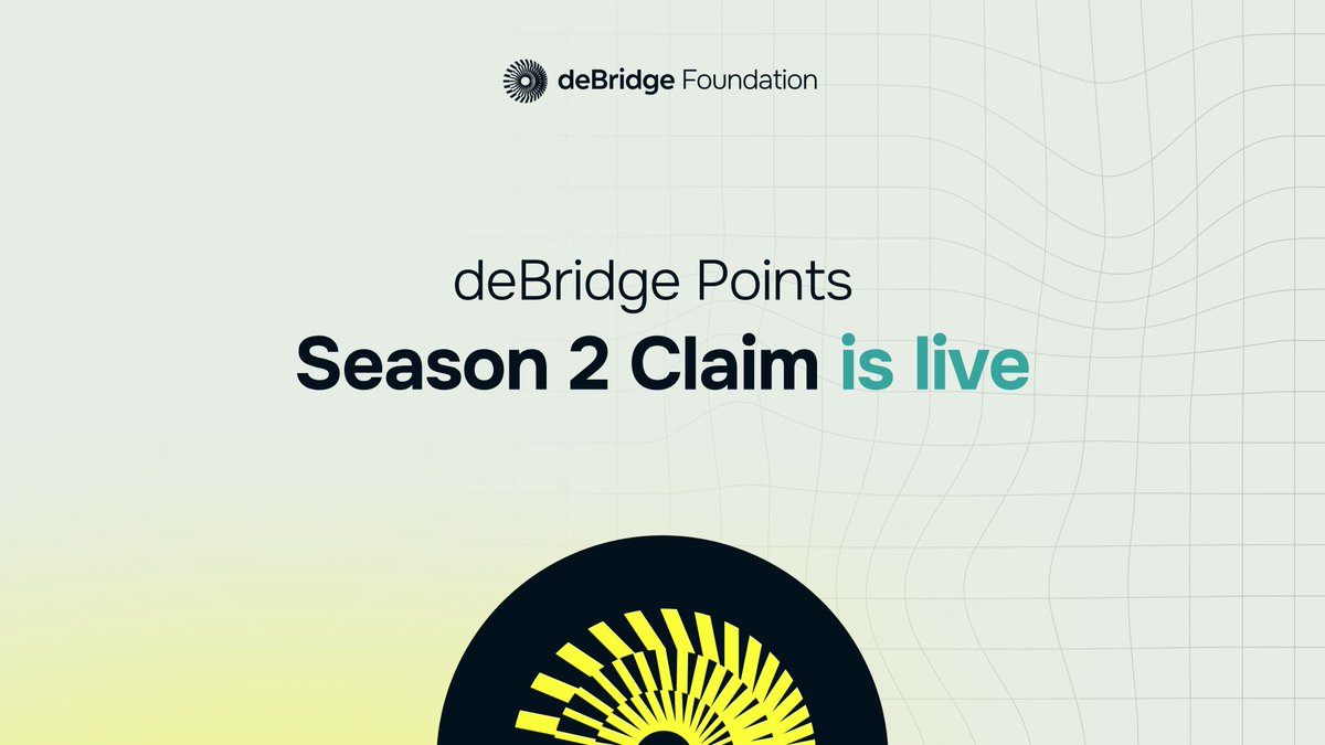 deBridgeFdn's tweet image. deBridge Points Season 2 claim is live

All eligible participants can now claim DBR
